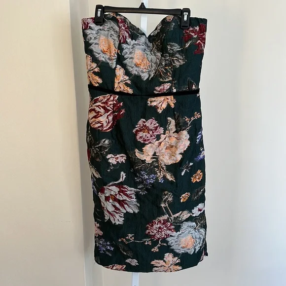 Marchesa Notte Strapless Floral Midi Dress size 12 - Picture 5 of 9